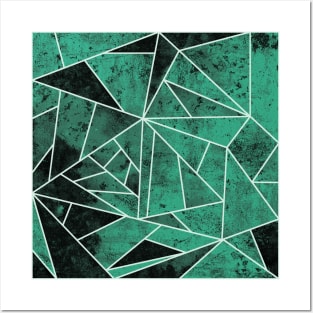 Emerald Green and Black Geometric Posters and Art